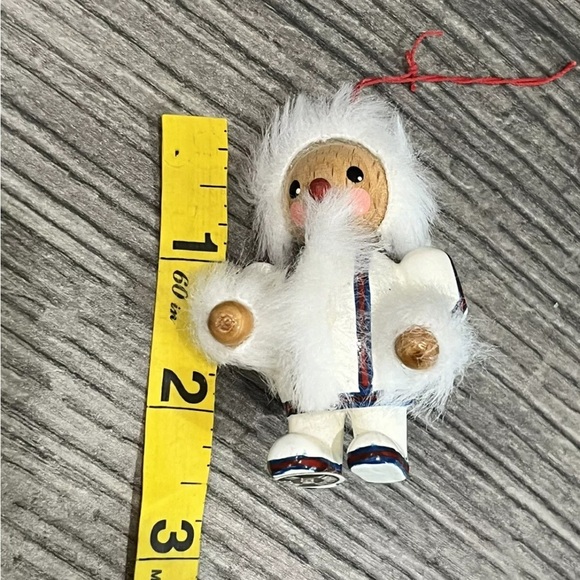 Snow Baby Kathe Wohlfahrt Wood Fur Trim West Germany Eskimo Christmas Ornament - Picture 12 of 12